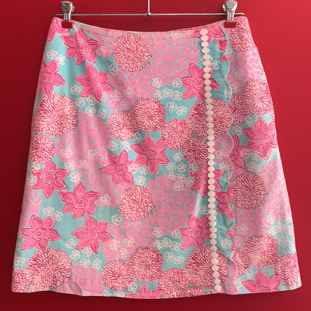 Lilly Pulitzer Floral Pink & Blue Skirt Sz 6